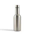 Stainless steel water bottle with a sleek, smooth finish. The bottle has a cylindrical shape with a screw-on cap, resting on a plain white surface, casting a soft shadow to the left.