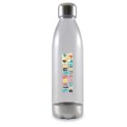 Clear water bottle with a metal lid and base, featuring a Spinsync Dance Studio logo with colorful text and an image of two dancers.