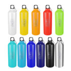Image of ten colorful water bottles arranged in two rows. Each bottle features a logo with a bear and the text Grizzlys Choice. Colors include white, yellow, orange, red, green, blue, dark blue, black, and metallic gray.