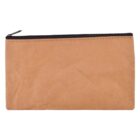A brown paper pouch with a black zipper at the top. The pouch is rectangular and has a simple, plain design.