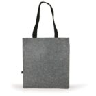 A gray felt tote bag with black handles is shown against a plain white background. The bag has a simple, rectangular design with no visible logos or additional features.