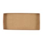 Empty rectangular cardboard box, viewed from above. The box is open, showing its plain brown interior and slightly raised edges.