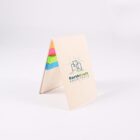 A standing folder with EarthCraft Architects logo in green. Inside, there are colorful sticky note pads in pink, green, blue, and yellow. The background is plain white.