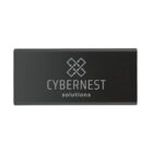 Rectangular black USB drive featuring the logo of Cybernest Solutions. The logo includes a geometric design above the company name.
