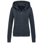 Dark green zip-up hoodie with a hood and front pockets.