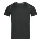 A plain black short-sleeve T-shirt with a crew neckline.