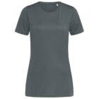 Gray crew-neck T-shirt with short sleeves, laid flat.