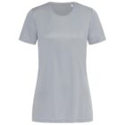 Plain gray T-shirt with short sleeves on a white background.