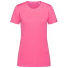 Bright pink short-sleeve T-shirt, displayed on a white background.