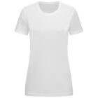 Plain white t-shirt on a plain white background.