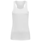 White sleeveless tank top with racerback design.