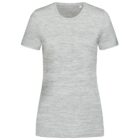Gray heathered short-sleeve t-shirt on a white background.