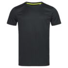 Plain black t-shirt with a neon green inner collar, displayed against a white background.