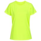 Bright neon yellow-green short-sleeve T-shirt on white background.