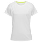 A plain white short-sleeve T-shirt on a white background.