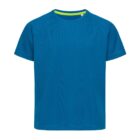 Blue short-sleeve T-shirt with a round neck, plain design.