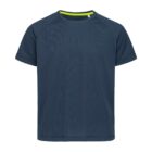 Plain dark blue T-shirt with a crew neck and short sleeves.