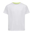 Plain white T-shirt with short sleeves on a white background.