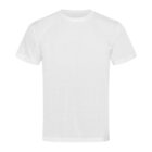 Plain white T-shirt on a white background.