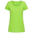 Bright green short-sleeve T-shirt with a round neckline on a plain white background.