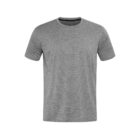 Gray short-sleeved crew neck t-shirt on a white background.