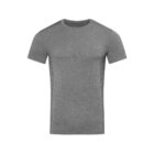 Gray crew-neck t-shirt, short sleeves, plain design, front view.
