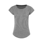 Gray heather short-sleeve womens T-shirt with a round neckline.