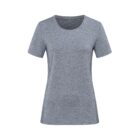 Gray heathered short-sleeve T-shirt on a white background.