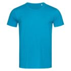 Plain blue T-shirt on a white background.
