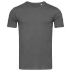 Dark gray plain T-shirt on a white background.