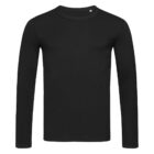 Long-sleeve black shirt on a white background.