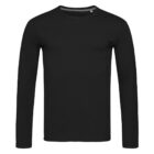 Black long-sleeve shirt on a white background.