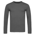 Gray long-sleeve shirt displayed on a white background.