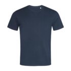 Plain dark blue T-shirt on a white background.
