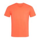 Bright orange T-shirt on a white background.
