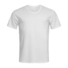 Plain white T-shirt on a white background.