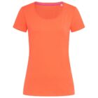 Orange short-sleeve T-shirt with a round neckline.