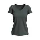 Dark green V-neck short sleeve T-shirt on a white background.