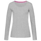 Gray long-sleeve shirt with a pink collar lining, displayed on a white background.