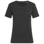 Black t-shirt displayed on a plain white background.