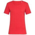 Red short-sleeve T-shirt with a round neckline.