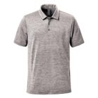 Gray short-sleeve polo shirt with a buttoned collar, shown on a white background.