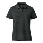 Dark green short-sleeve polo shirt with a collar and buttons, displayed on a white background.