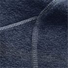 Close-up of blue textured fabric with visible stitching.