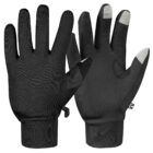 Black touchscreen gloves with gray tips on index fingers and thumbs.