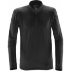 Black long-sleeve athletic shirt with a quarter-zip design.