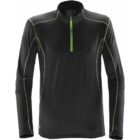Black long-sleeve pullover with neon green accents and a quarter-zip front.
