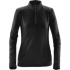 Black long-sleeve athletic top with a front zipper and high collar.