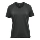 Plain black short-sleeve T-shirt on a white background.