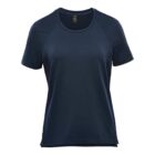 Navy blue short-sleeve T-shirt on a white background.